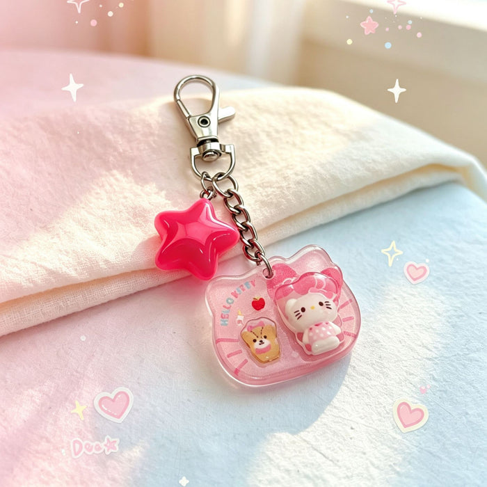 Wholesale Cute Cat Star Keychain Acrylic 3D Cartoon Pendant Bag Charm Gift