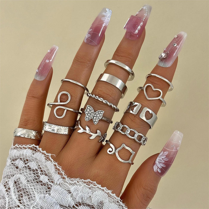 Wholesale Retro Diamond Love Multi-joint Alloy Ring Set JDC-RS-YongG005