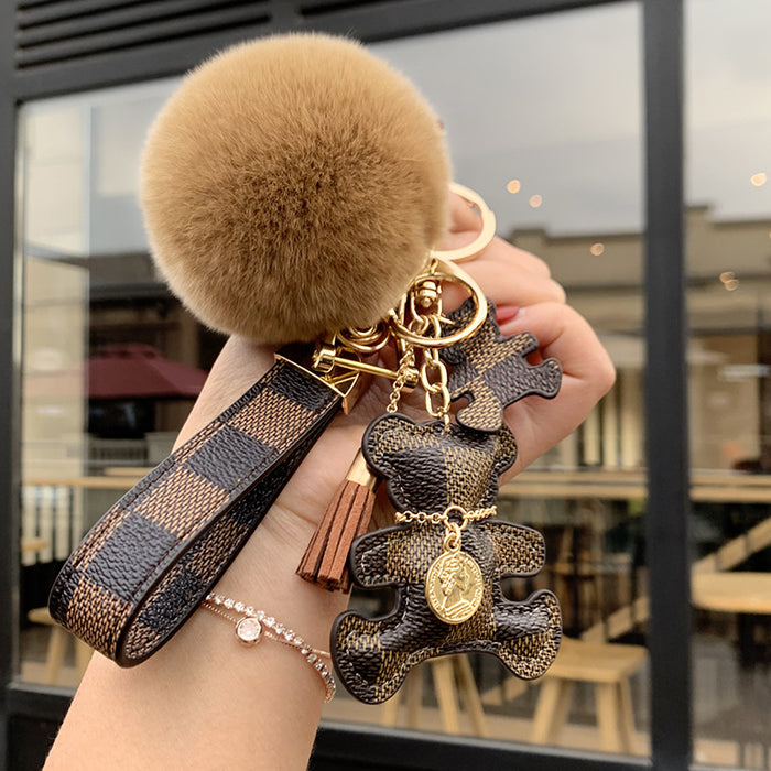 Wholesale Leather Cartoon Fur Ball Keychain (F) JDC-KC-ChengX001