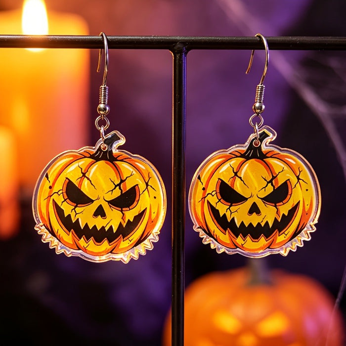 Wholesale Trendy  Party 2D Acrylic Evil Pumpkin Earrings Jewelry Accessory