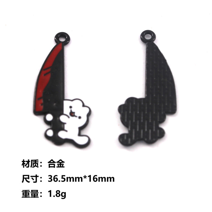 Wholesale 10pcs Cute Black Cat Dagger Alloy Oil Dropping Funny Jewelry Pendant Keychain Pendant Accessories