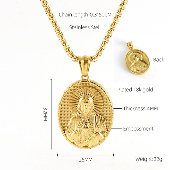 Wholesale Vintage Cross Virgin Mary Stainless Steel Necklace