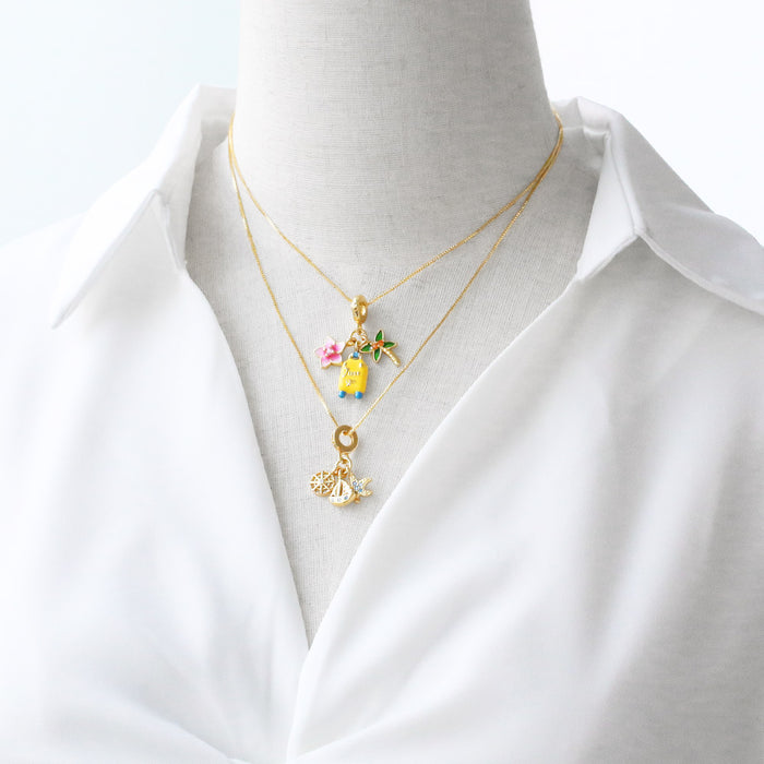 Wholesale  Pearl Flower Starfish Sailing Pendant Necklace Gold Plated Collarbone Chain