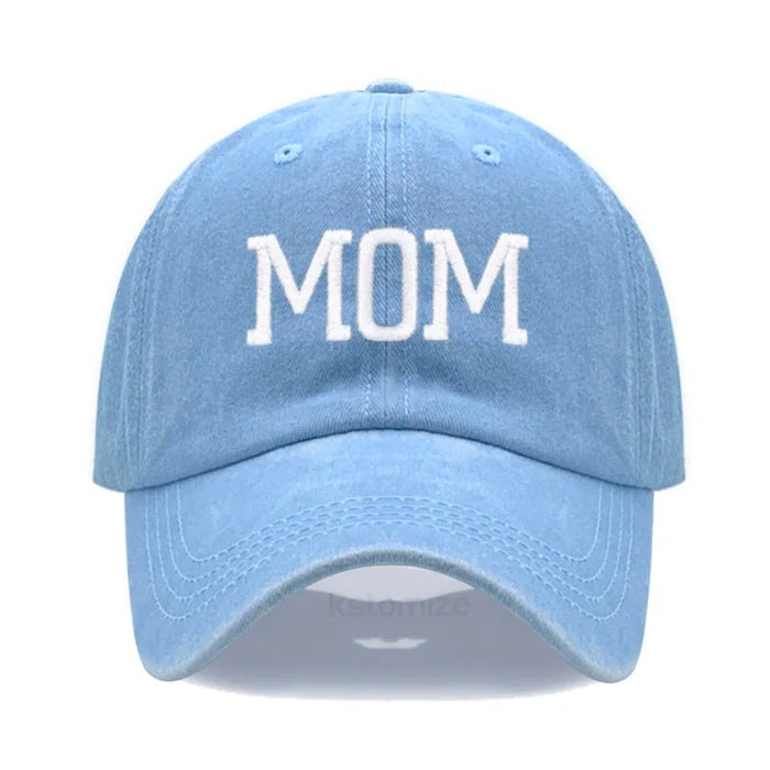 Wholesale Cotton Dad Mom Printed Baseball Cap Adjustable Curved Brim Retro Washed Everyday