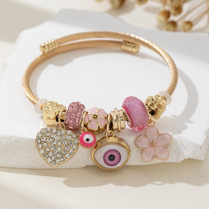 Wholesale DIY Beaded Bracelet Powder Devil Eye Love Flower