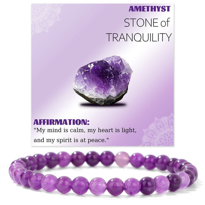 Wholesale 6mm stone bead bracelet with elastic cord card packaging