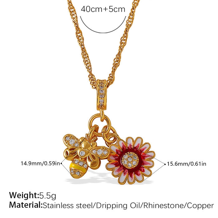 Wholesale Seaside holiday style turtle and starfish pendant necklace gold-plated diamond jewelry