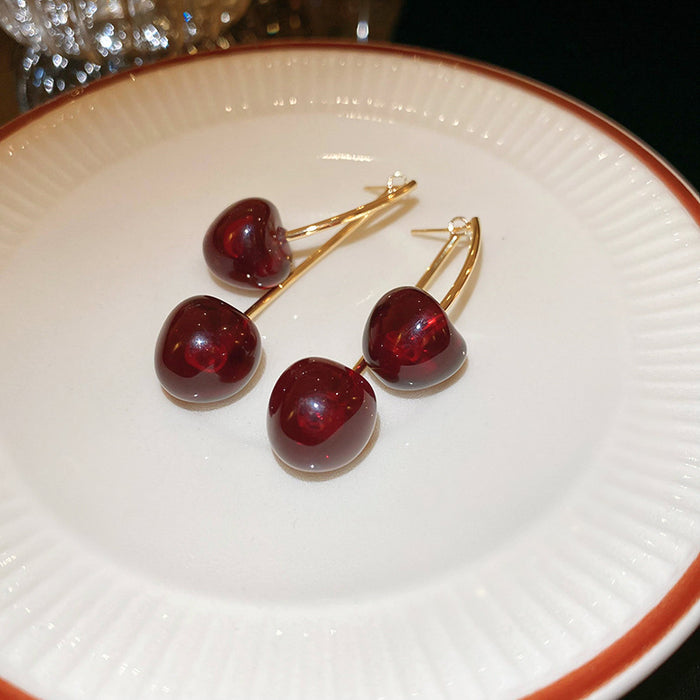 Wholesale Alloy Cherry Earrings Cute Design Fashion Jewelry Accessory