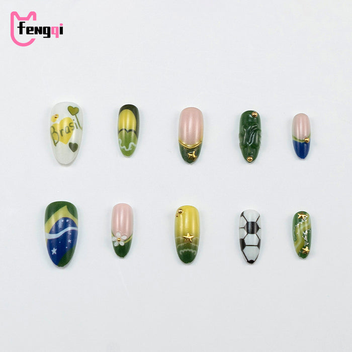 Wholesale 3pcs World Cup Stylish European American Fake Nails Party Nail Art Accessory