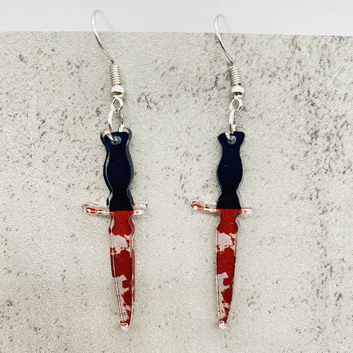 Wholesale Acrylic  earrings simulation blood-red knife  earrings for women