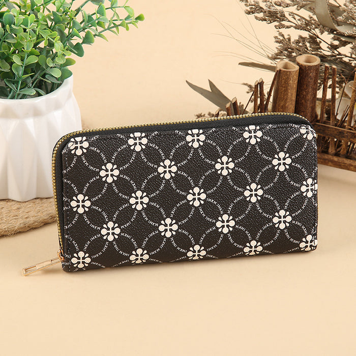 Wholesale PU Leather Long Wallet with Retro Print Design Large Capacity MOQ≥3