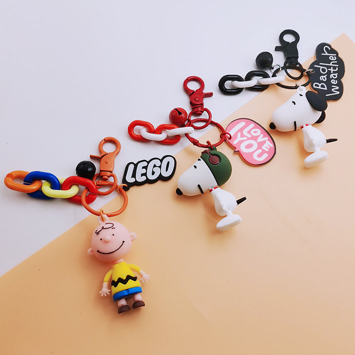 Wholesale  Cartoon Keychain Cute Soft Rubber Doll Car Key Chain Couple Bag Pendant