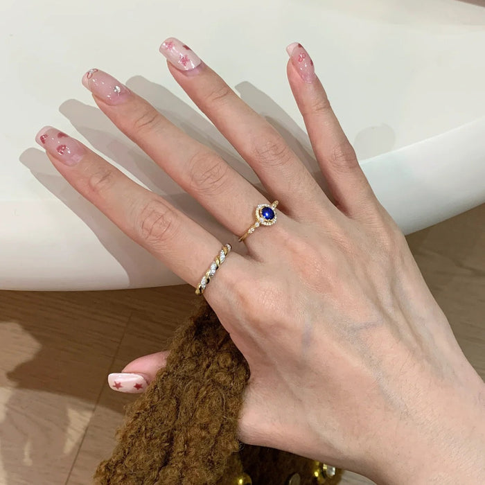 Wholesale Sapphire ring with gold plating, exquisite fashion, light luxury zircon ring