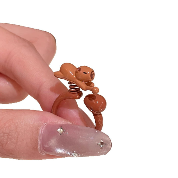 Wholesale Original cute cartoon opening ring with a niche design sense