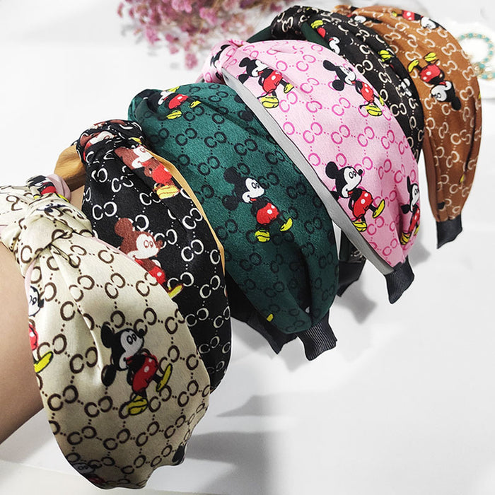 Wholesale New women's fabric headband hair accessory cartoon cute and versatile printed ponytail headband