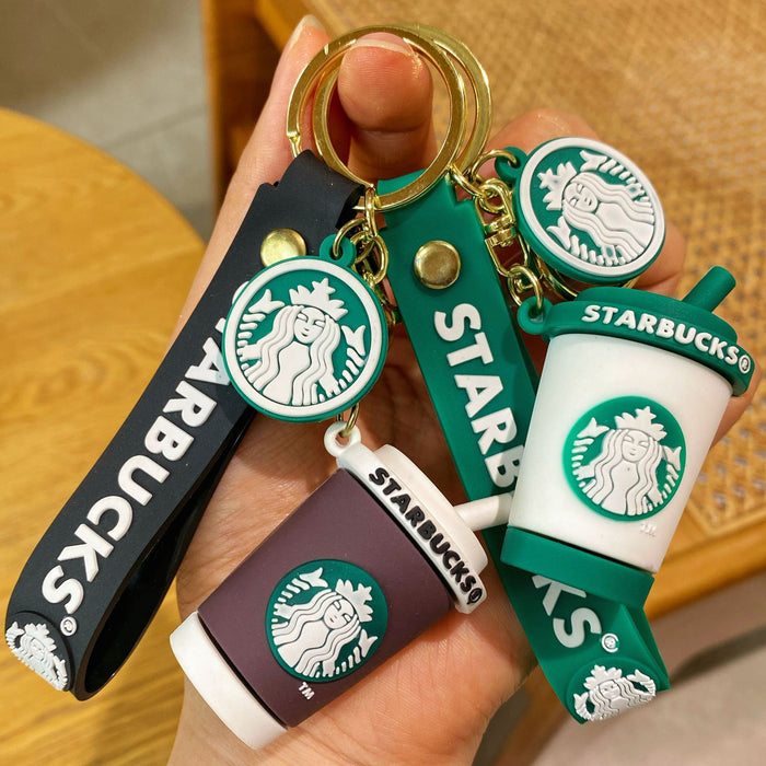 Wholesale Cute cartoon milk tea cup couple keychains