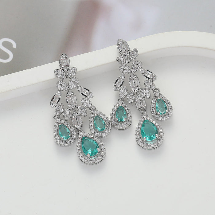 Wholesale Feather tassel earrings, retro fashion earrings, niche high-end, exaggerated earrings