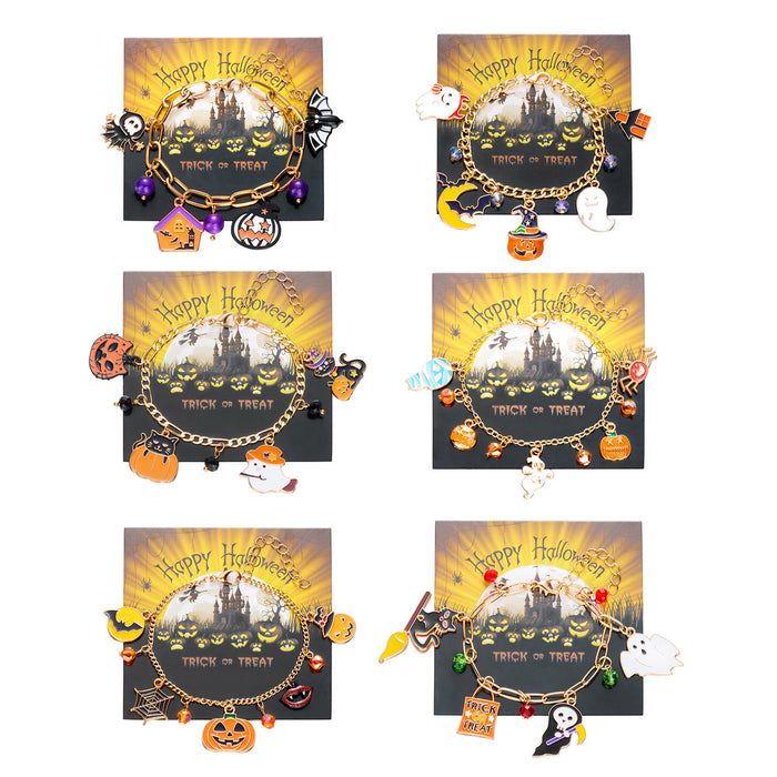 Wholesale Chain Bracelet for Women Halloween Pumpkin House Bat Ghost Pendant Bracelet