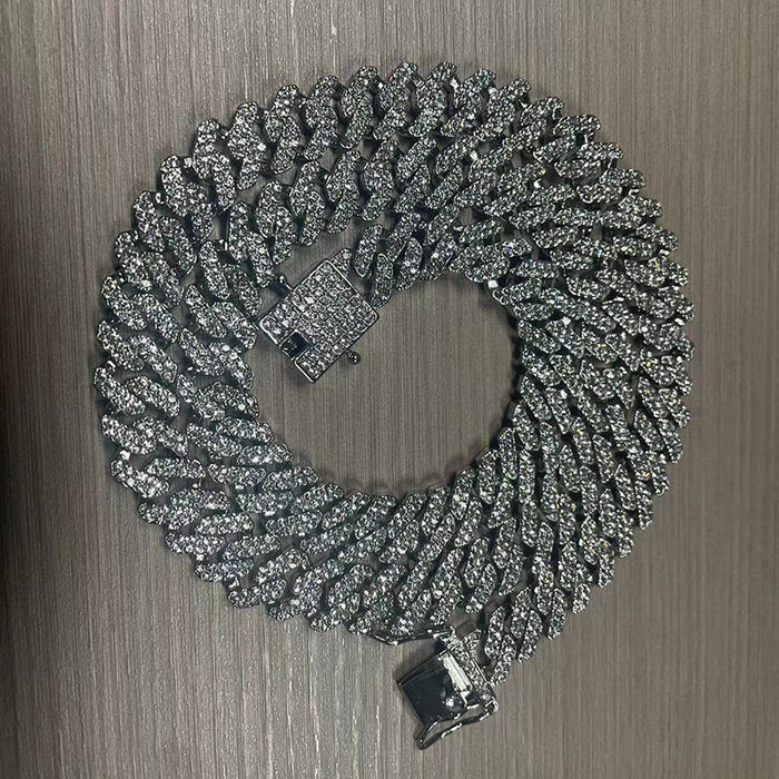 Wholesale Necklaces Alloy Rhinestone Men's Cuban Chain Miami Full Diamond Hip Hop JDC-NE-XuanD004