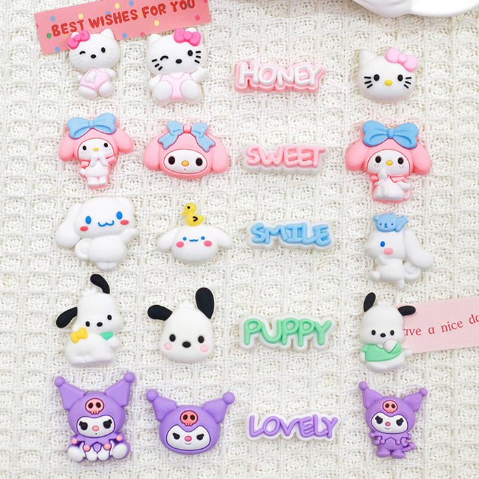 Wholesale 10pcs Cartoon Slippers Accessories Phone Case PIAD Set Hairpin Decorative PVC Soft Adhesive Patch