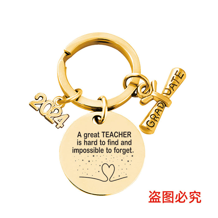 Wholesale Graduation Season Gift Round Stainless Steel Keychain JDC-KC-GangGu049