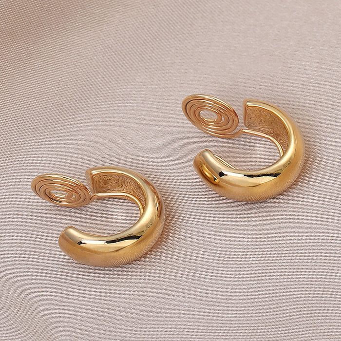 Wholesale Ear Clip Earrings Simple Metallic Ear Stud Earrings Small Ear Ring Circle Female