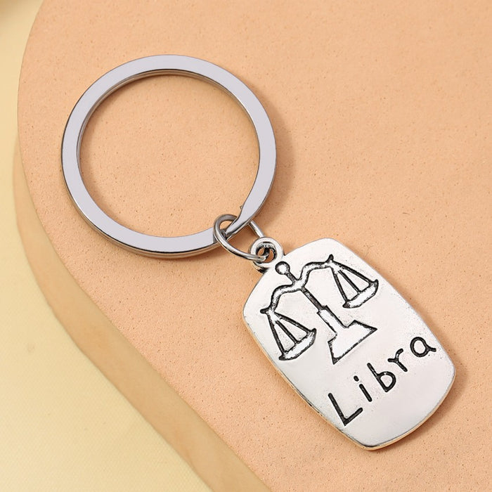 Wholesale Alloy Electroplating Constellation English Letter Keychain JDC-KC-RongRui071