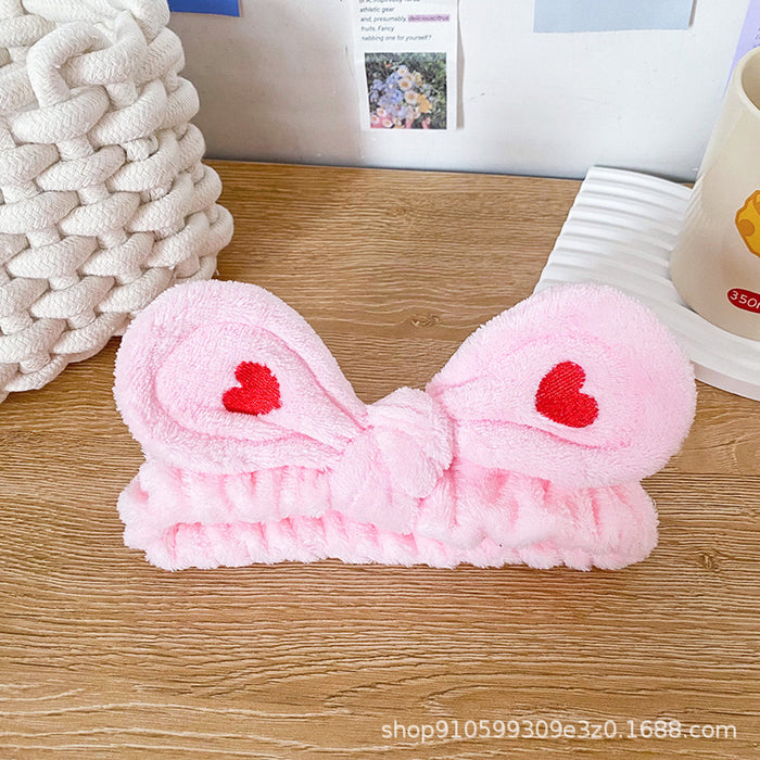Wholesale Heart Butterfly Hairband for Women Face Washing Makeup Headband Flannel Headband Embroidered Hair Accessory Versatile