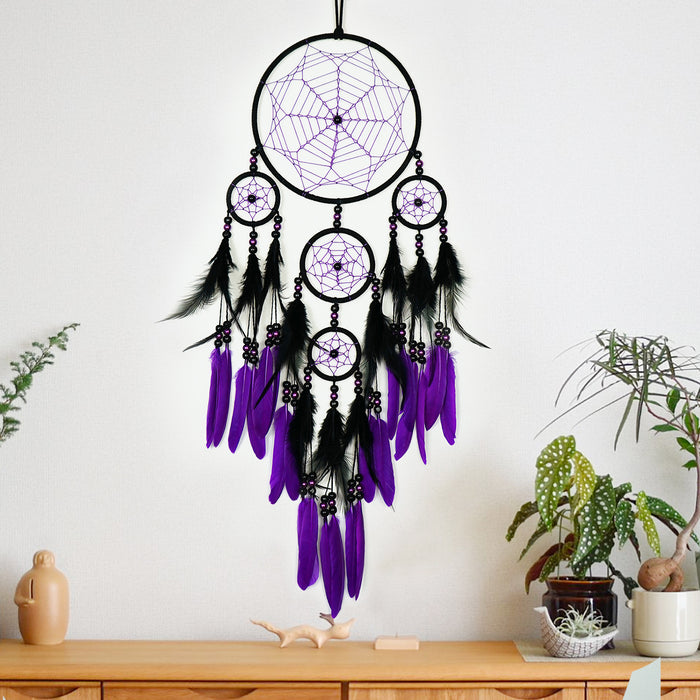 Wholesale Hand Knitted Feather Dreamcatcher Native American Style Bedroom Hanging Decor MOQ≥2