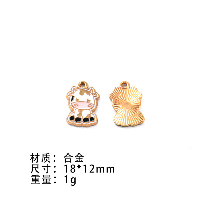 Wholesale 10pcs Small Animal Cow Pony Negative Alloy Oil Drop DIY Jewelry Accessories Cute Bracelet Pendant Pendant