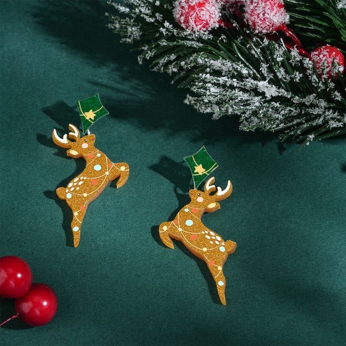 Wholesale Acrylic Christmas Tree Hat Stocking Elk Earrings