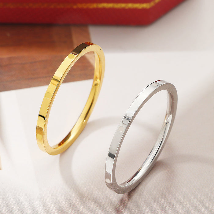 Wholesale New minimalist plain ring titanium steel ring for men and women, niche design, gold-plated minimalist versatile ring