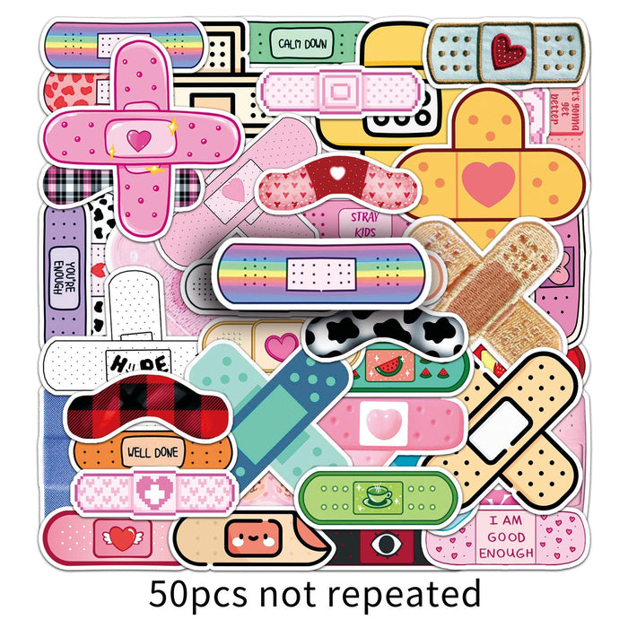 Wholesale 50pcs Cartoon Cute Creative Waterproof Band-Aid Graffiti Stickers