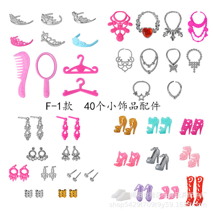 Wholesale Doll dress-up princess doll toy electroplated crown necklace earrings bracelet earrings accessories bag