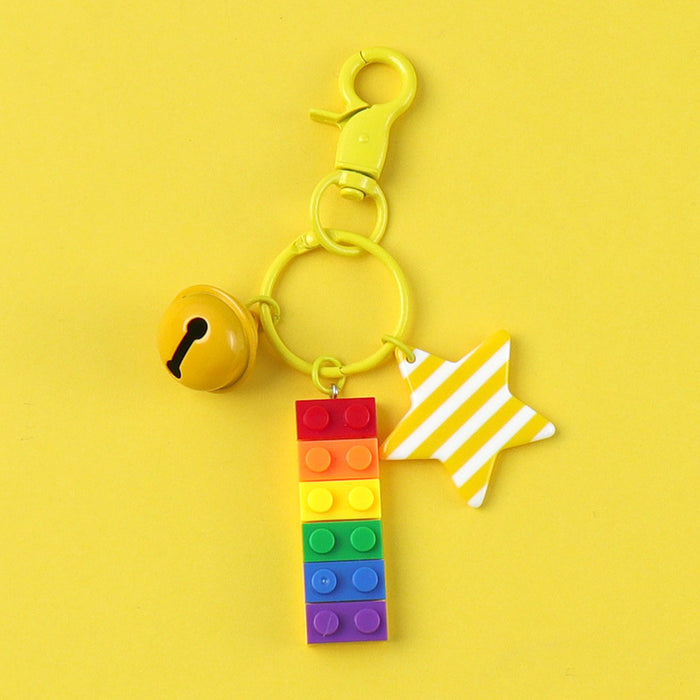 Wholesale Plastic Rainbow Building Block Keychain JDC-KC-CYa012