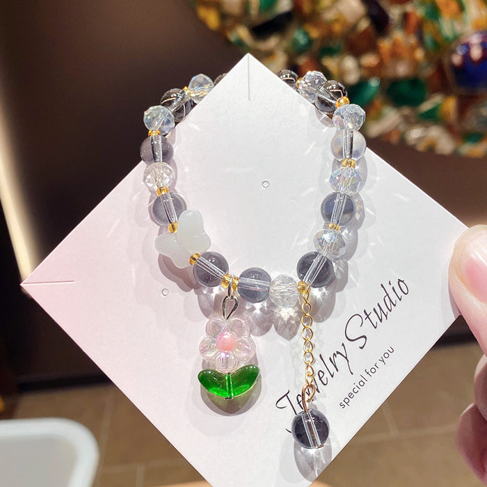 Wholesale Trendy Girls Flower Glass Beaded Bracelet Travel Souvenir Jewelry Accessory MOQ≥3