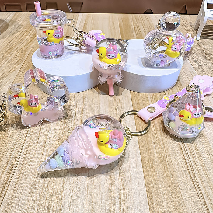 Wholesale Acrylic Drifting Bottle Keychain Cute Yellow Duck Bag Charm