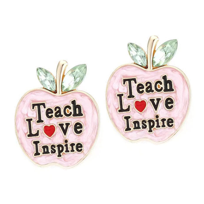 Wholesale dripping oil Apple letter alloy ear studs earrings for women