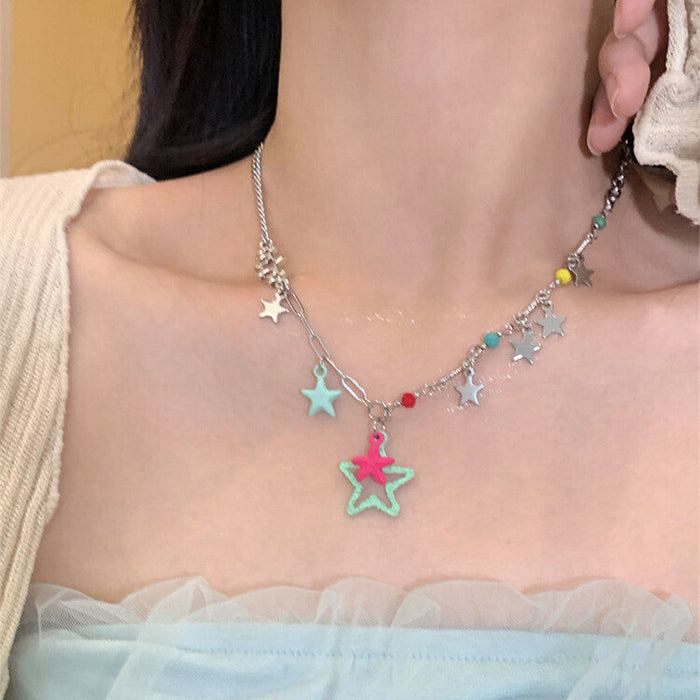 Wholesale Multicolor Star Pendant Clavicle Chain for Everyday Fashion Jewelry Accessory