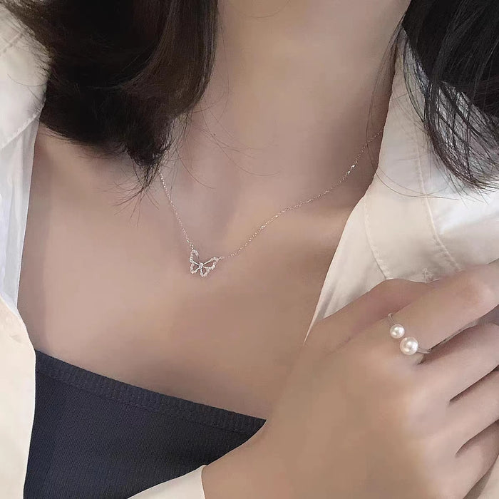 Wholesale Titanium steel necklace, butterfly pendant, high-end and versatile, new collarbone chain, simple accessory
