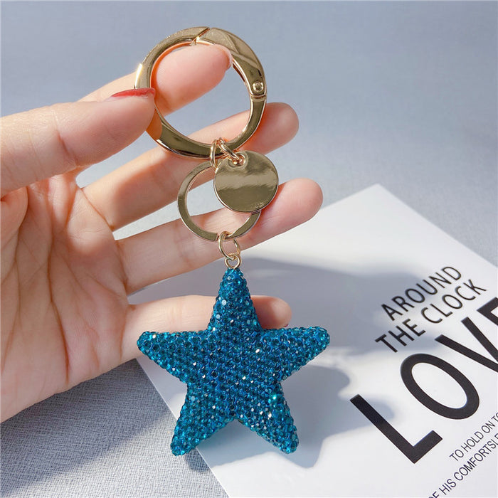 Wholesale Rhinestone Five-pointed Star Keychain JDC-KC-LX056