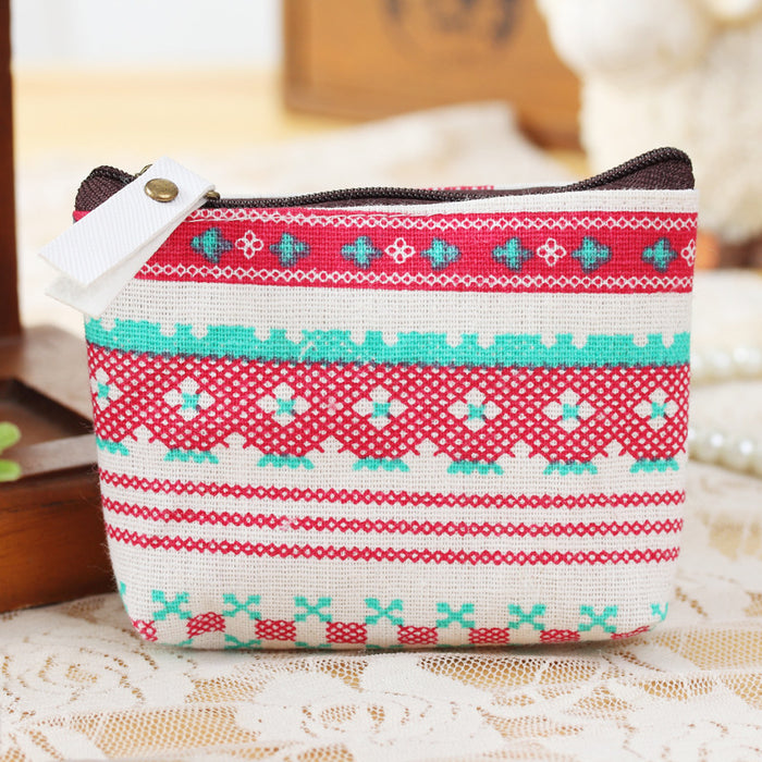 Wholesale Retro coin purse, simple and fashionable canvas cartoon key, cute card bag