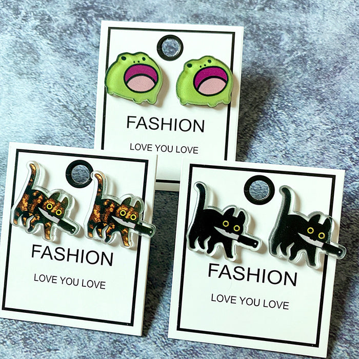 Wholesale Acrylic  Earrings Assassinate Cats Funny Earrings
