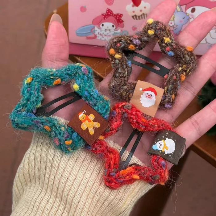 Wholesale Plush Christmas Star Hair Clip Cute Yarn Bangs Side Clip For Women Girls Party Gift Boutique Hair Accessory