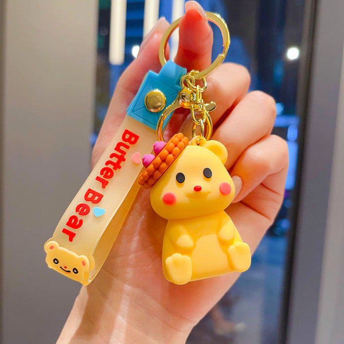 Wholesale   Bear Keychain Cute Silicone  Bear Pendant Cartoon Bag Hanging