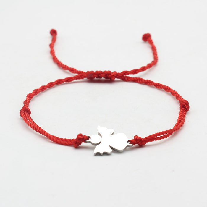 Wholesale Jewelry Stainless Steel Little Angel Bracelet Hand-woven Simple Adjustable Red Rope Bracelet Women's Hand Rope