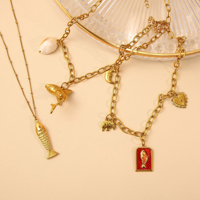 Wholesale Design stainless steel personalized small fish dolphin fashionable casual necklace color preservation wholesale