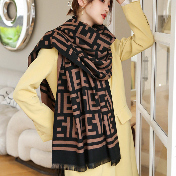 Wholesale Autumn Winter Polyester Double Sided Letter Scarf JDC-SF-Xuanx001