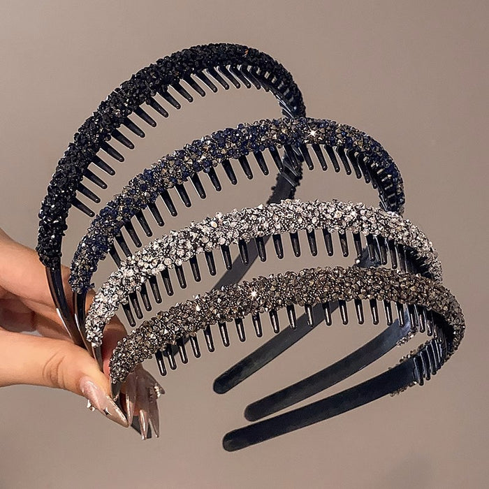 Wholesale Rhinestone Toothed Non-slip Face Washing Hair Band High Cranial Top Head Band