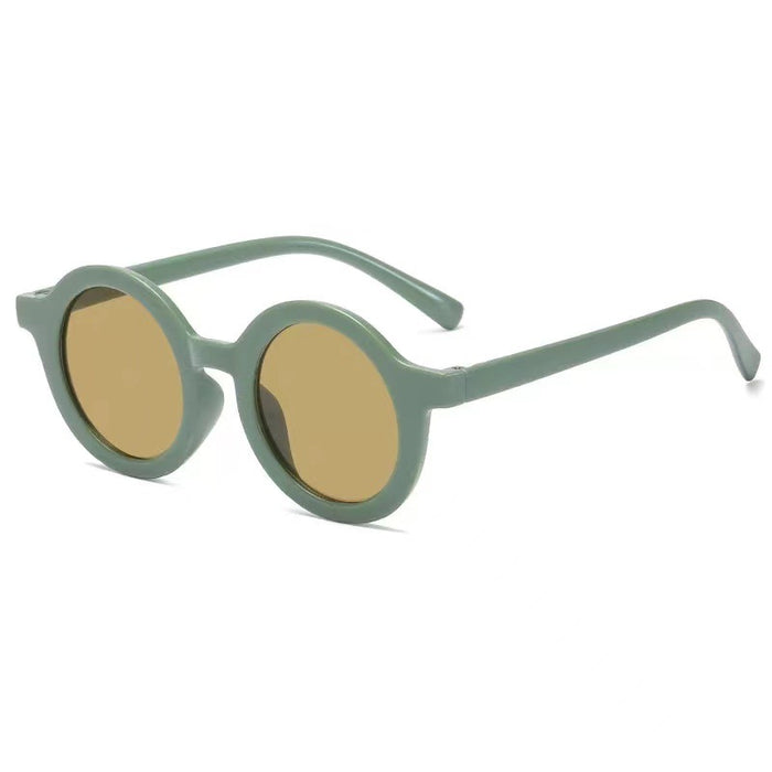 Wholesale Baby sunglasses matte children's sunglasses trendy round frame retro mocha mirror